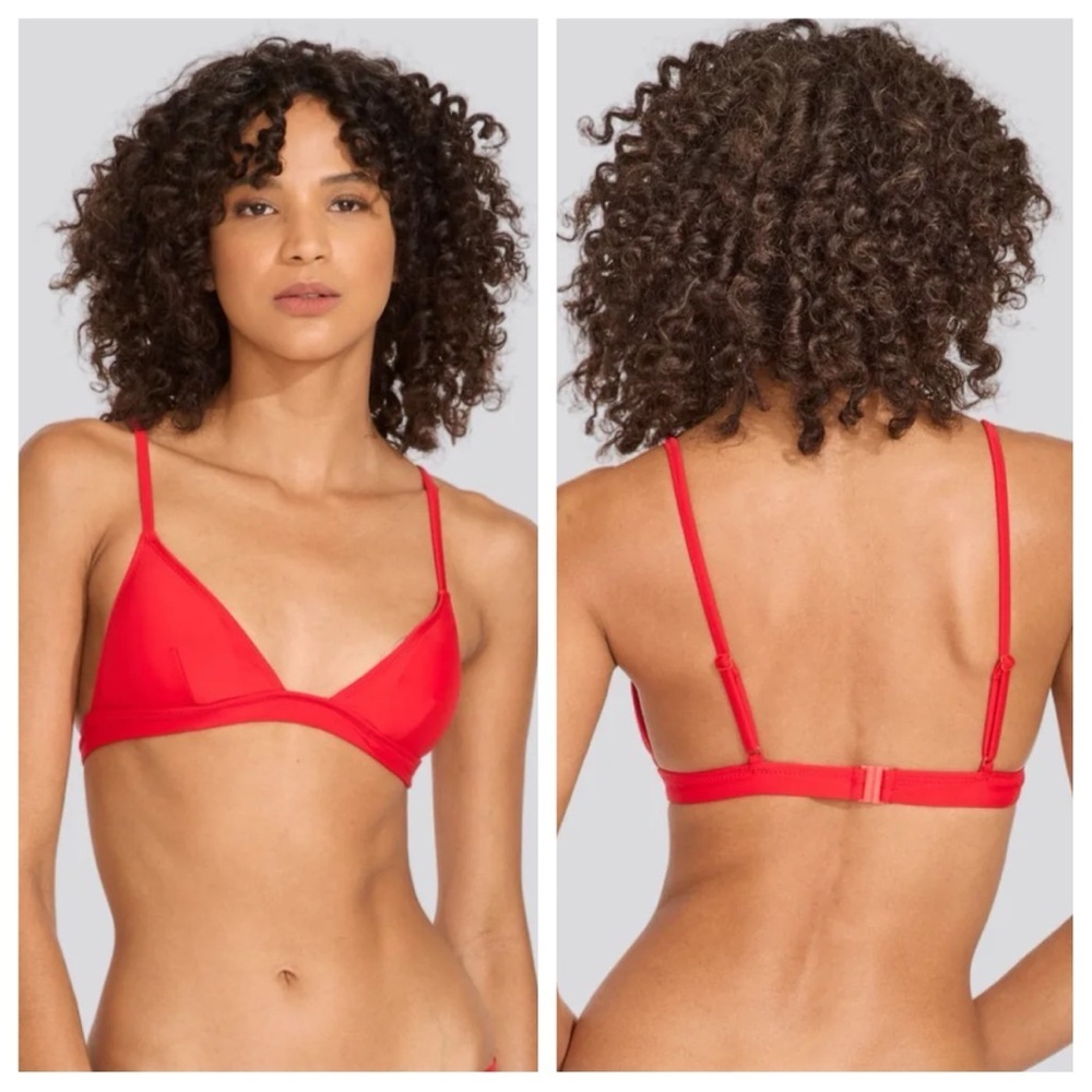 NWT Solid & Striped sz M The Morgan Bikini Top Ruby Red Padded Cup Adjustable